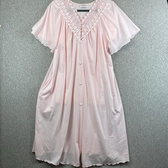 Vintage Shadowline nylon top and robe set no pants size M blush pink lace - Picture 2 of 14